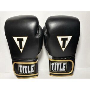 TITLE Boxing Quatro 1 Mexican Leather Training Gloves 16oz Black Gold